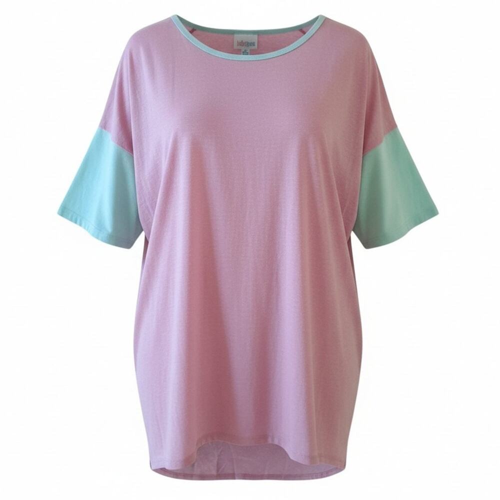 LuLaRoe Pink High Low T-shirt Loose Fit Scoop Neck Short Sleeve Womens Size 2XL